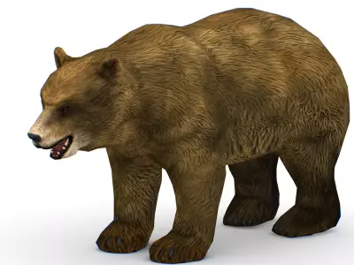 Lowpoly Cartoon Brown Bear Low-poly 3D model