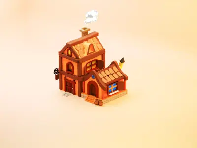 cartoon village house  Free 3D model
