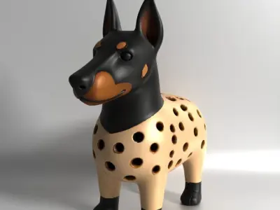 Doberman dog Sprouter Seed Chia Radish Lentil Germinator toy 3D print model