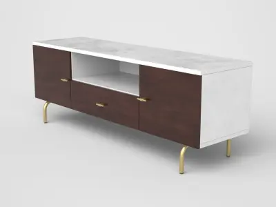 Elliotte media Cabinet walnut lacquered Low-poly 3D model