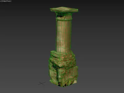 Scanned photorealistic old pillar for grave decoration Low-poly 3D model