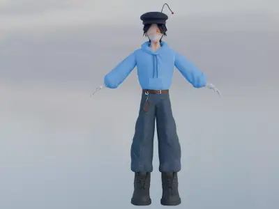 Robot Boy 3D Character  Low Poly  Free low-poly 3D model
