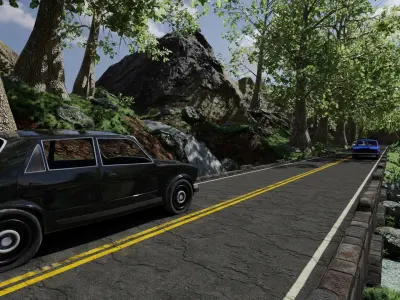 Waterfall Bridge Scene 3D model