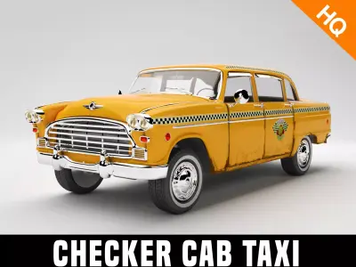 Taxi Car Old  Checker Cab Taxi Chicago 3D model
