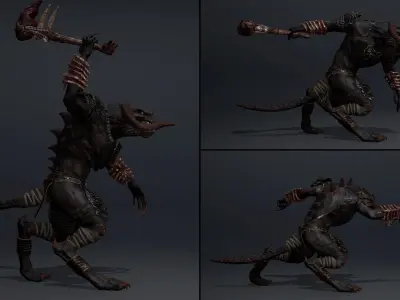 Ghost Barbarian Arm1 Brutal Low-poly 3D model