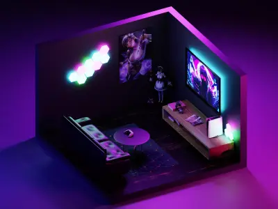 Mini Anime Gaming Room 3D model