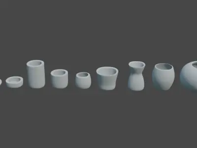 Modern rounded crockery vases Base Collection Low-poly 3D model
