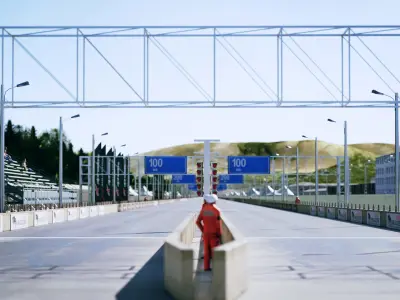 Drag Strip - 2000m Low-poly 3D model