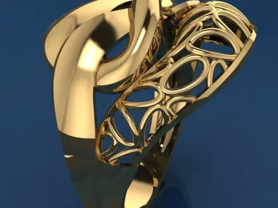Ring1 gold ring with intricate design 3D print model