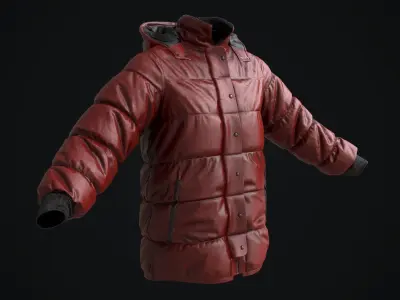 Red winter jacket Low-poly 3D model