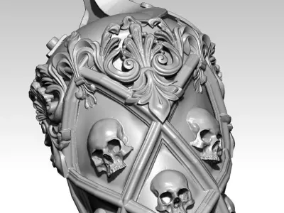 Carved Detailed Jewelery Bullet with skulls pendant 3D print model