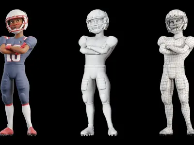 NFL Player Football Sport Cartoon Man 3D model