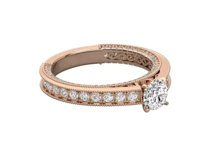 Double Band Micro Pave Solitaire Ring CAD Design Luxury 3D print model