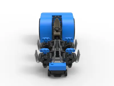 Pulling tractor with 4 longitudinal V8 engines 1 to 25 3D print model