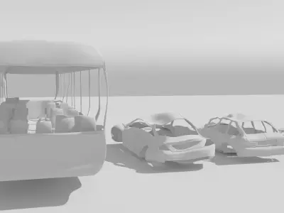 Destroyed Cars Vol 1 wrecked car vehicle burnt war rusty damaged 3D model