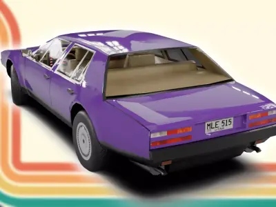 Old Classic Luxury Sedan with interior Low-poly 3D model