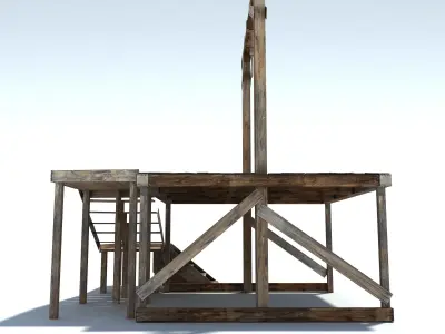 Low Poly Wild West Gallow Low-poly 3D model