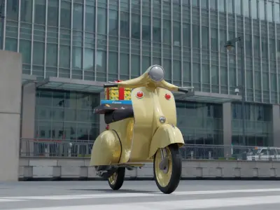 motorcycle to deliver ready-made orders for games and movies Low-poly 3D model