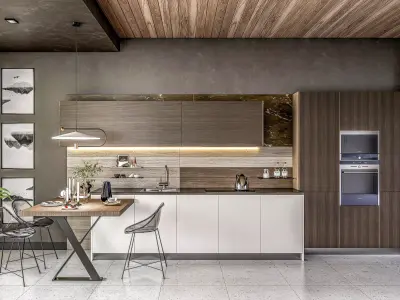 Kitchen fully parametric  Resizable manufacturable 0017 3D model