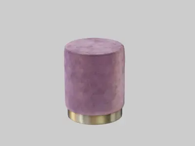 Velvet Pouf in pink Low-poly 3D model