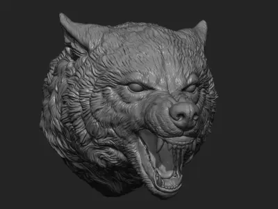 Wolf face head 3D print model