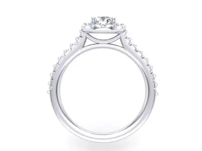 Classic Round Solitaire With Big Halo Engagement Ring 3dm 3D print model