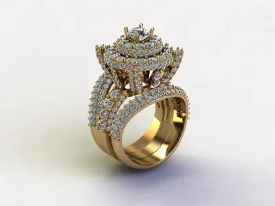 R15 2 in 1 ring jewelry cad file in thailand 3D model