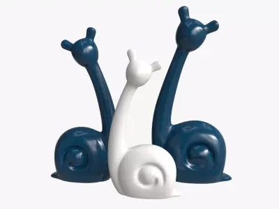 Abstract Animal Snail Ceramic Figurine Set 3D model