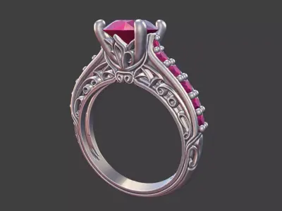 SCROLLWORK RING WITH PAVE 3D print model