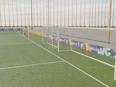 Football training pitch and training equipment Low-poly 3D model