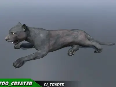Lowpoly Wild Animal Puma Rigged 3D model Low-poly 3D model