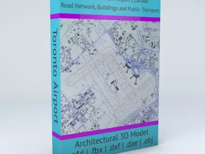 Toronto Pearson YYZ Airport Roads Buildings and Public Transport 3D model