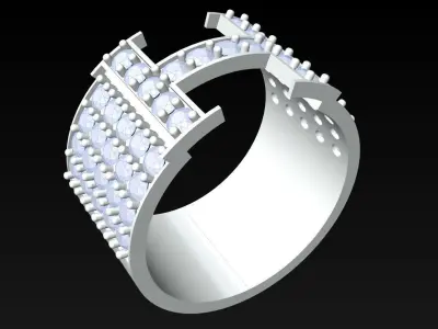 Letter H Ring - Diamond Ring - N3683 3D print model