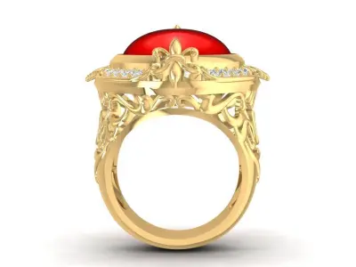 Luxury Heart Shape Ruby Diamond Ring for Women  874 3D print model