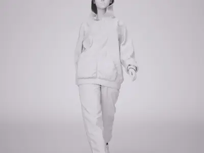 Female and Male Training Hoodie Suit 3D model