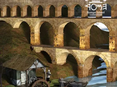 Roman Pont Du Gard Aqueduct 3D model