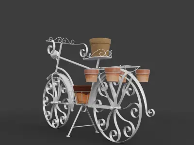Garden Bicycle with flower pots 3D model