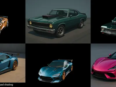 Sport Car bundle 20 pack 100 glb 3D model