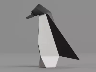 Paper Penguin Low-poly 3D model