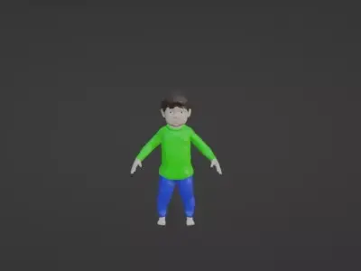 Cartoon Boy 3D Character Model In Casual Outfit Low-poly 3D model