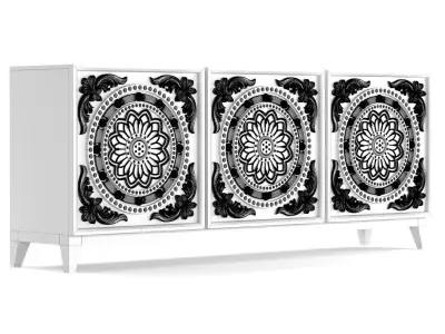 console01 wooden sideboard with ornate carvings 3D model