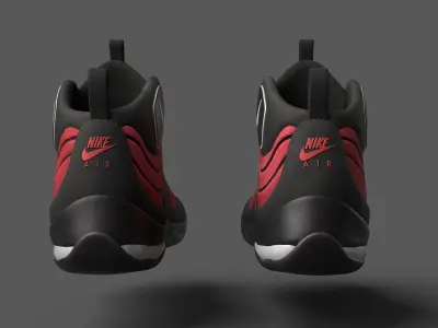 Nike Air Bakin OG Black Red Yellow 3D model