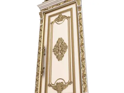 Carved Door Classic 01402 White Low-poly 3D model