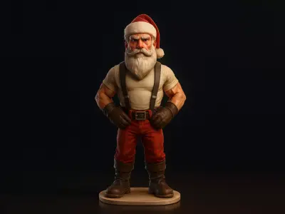 Tough Santa Claus Muscular Christmas Figurine Holiday Decor 3D print model