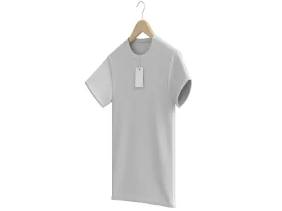 Crew Neck T-Shirt Hanging on Hanger For Men with Tag 3D model