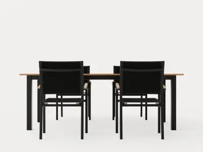 Twin dining set Low-poly 3D model