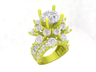 A7501 HongKong Style Diamond Women Engagement Ring 3D Model 3D print model