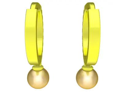 Elegant Hoop Earrings with Pearl Drop for Women 6114 3D print model