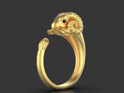 ram sheep ring Silver Gold  Print 3D print model