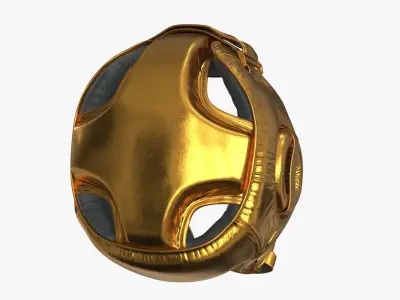 3D Boxing Training Helmet Gold Low-poly 3D model